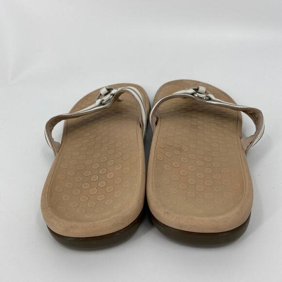 Vionic Thong Sandals Size 11 White Leather Flip Flop Arch Support Comfort - Picture 6 of 8